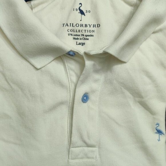 Tailorbyrd Collection White Polo Collared Large Men’s Cotton / Spandex Soft XL - Picture 2 of 6